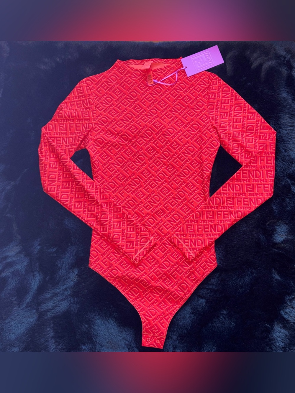 🧡 FENDI x SKIMS Mock Neck Long Sleeve Bodysuit | Georgia | M | NWT 🏷